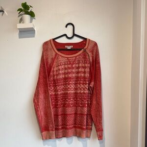 Ruff Hewn Washed Red Knit Geometric Women's Sweater